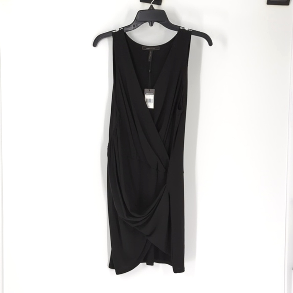BCBGMaxazria V Neck Mid Dress Black Size Large
